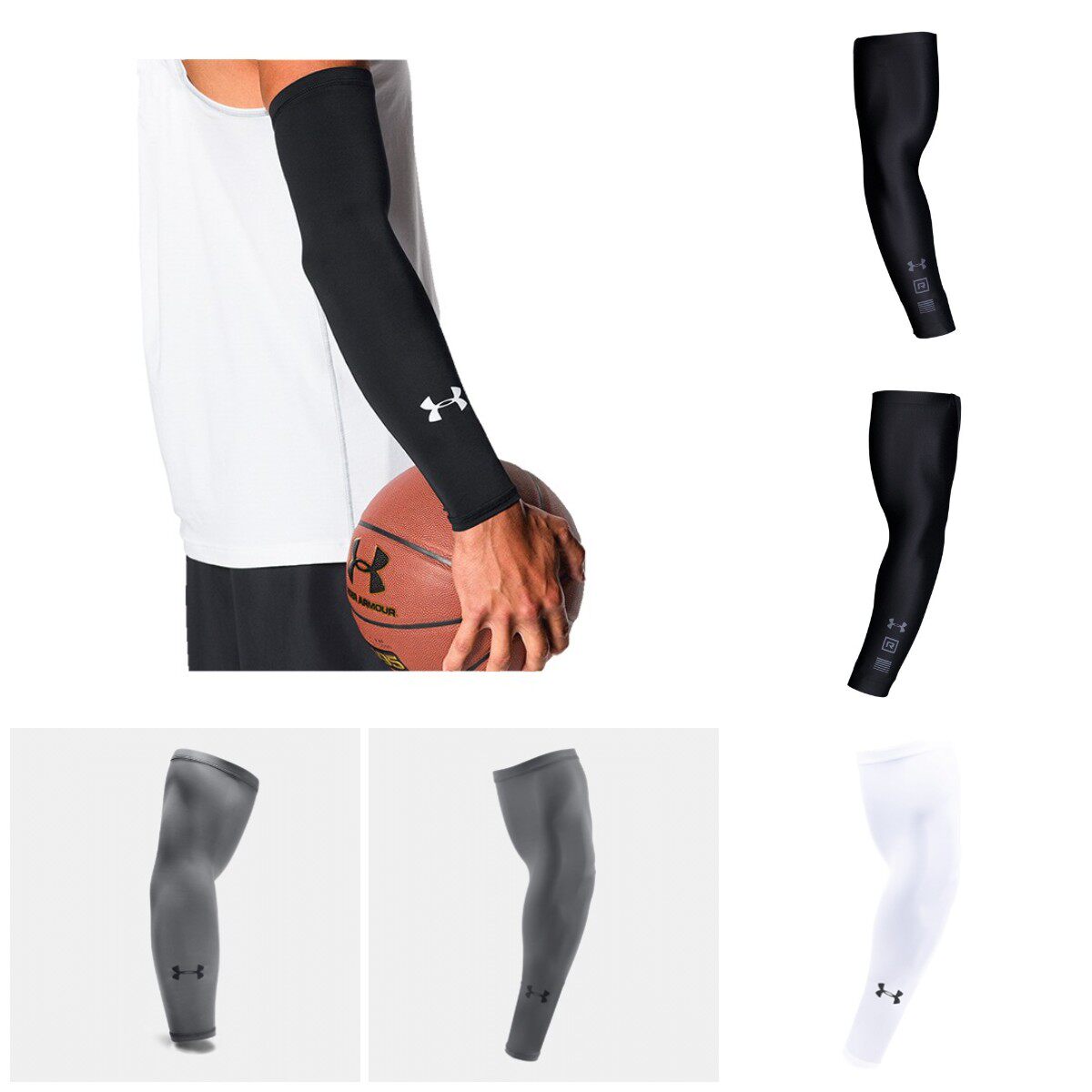 UnderArmour安德玛 UA男子篮球速干压缩护臂护腿 1275964 1301077