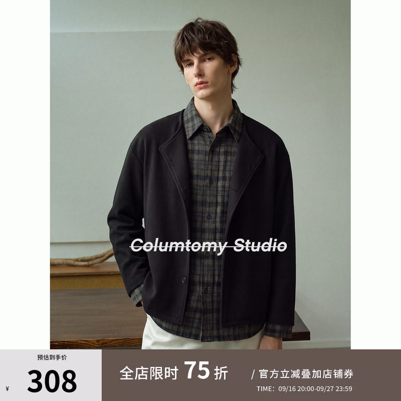 老钱风假两件长袖格子衬衫2026年秋季新款Cleanfit男士衬衣高级感
