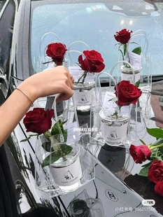 屿后 网红杯花手提袋加厚pvc防水果冻袋杯子手拎花袋花艺资材