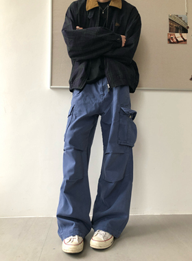 BUFANSTUDIO法工裤工装裤重水洗阿特苏染优雅水洗长裤阔腿裤vibe