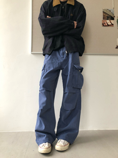 BUFANSTUDIO法工裤工装裤重水洗阿特苏染优雅水洗长裤阔腿裤vibe