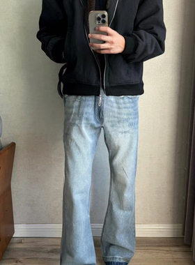 BUFANSTUDIO自主做旧磨破ce风VINTAGE水洗小众微喇牛仔裤23秋517