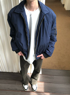 BUFANSTUDIO美式复古vibe翻领飞行夹克棉服保暖bomber外套男上衣