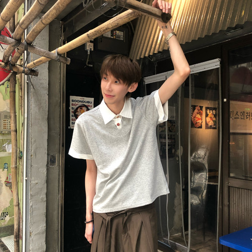假两件Polo撞色高质感