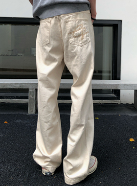BUFANSTUDIO流水刺绣直筒牛仔裤宽松显瘦长裤百搭cleanfit休闲裤