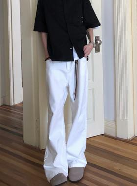 BUFANSTUDIO“SLINCE”骨白色工装微喇牛仔裤复古水洗Vintage细节