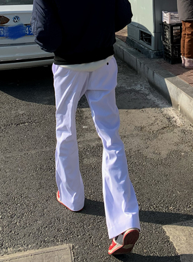 BUFANSTUDIO美式高街cleanfit廓形西裤男士休闲裤直筒微喇vibe黑