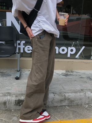 美式复古牛仔裤bufanstudio咖色