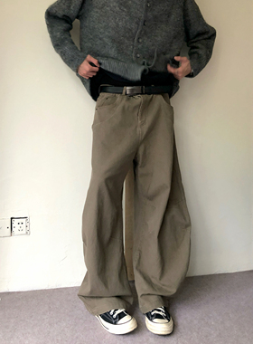 BUFANSTUDIO琥珀流光水洗弯刀裤阔腿牛仔裤工装裤美式复古长裤男