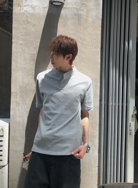 BUFANSTUDIO亨利领POLO衫短袖T恤男夏季正肩修身上衣休闲cleanfit