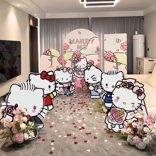 HelloKitty猫求婚布置kt板