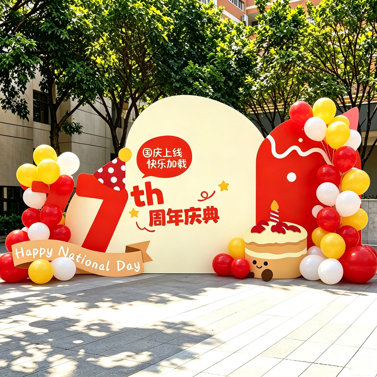 中秋国庆节日氛围活动布置场景装饰商场公司打卡拍照背景墙kt展板