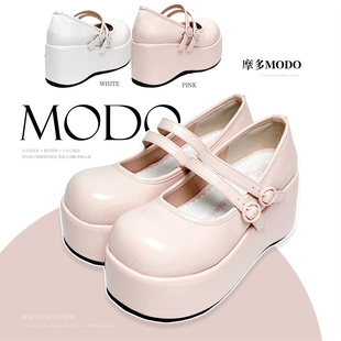 同色底原创厚底鞋 定金 摩多modo新版 双扣松糕鞋 lolita鞋