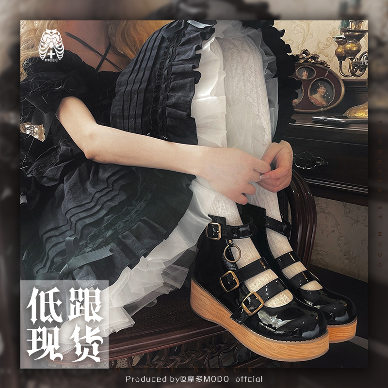 松糕低跟复古风日系厚底鞋现货
