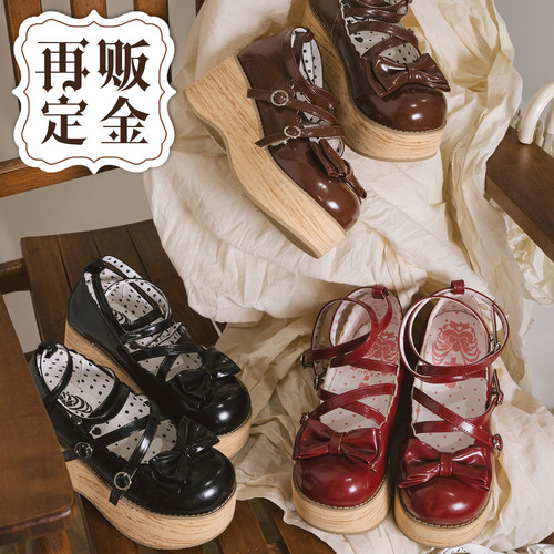 【再贩定金】松糕塔塔modo摩多原创设计蝴蝶结圆头厚底松糕