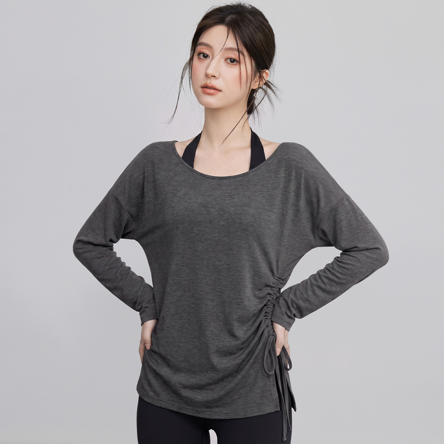 VOJ宽松薄款瑜伽服罩衫女健身上衣透气跑步训练长袖运动长袖外套