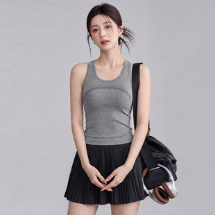 VOJ速干运动背心女带胸垫普拉提训练内衣薄款健身套装瑜伽服上衣