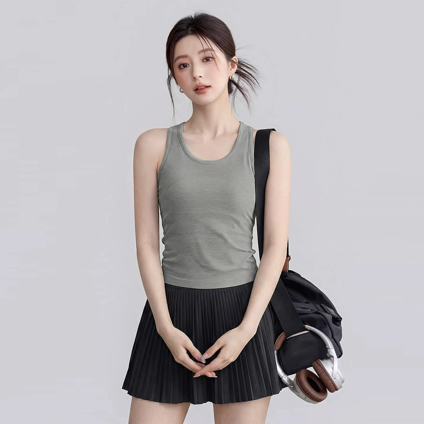 VOJ速干瑜伽服背心女新款带胸垫防震普拉提内衣运动套装健身上衣