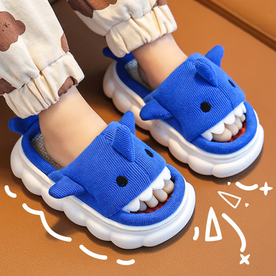 儿童拖鞋鲨鱼亚麻春秋款