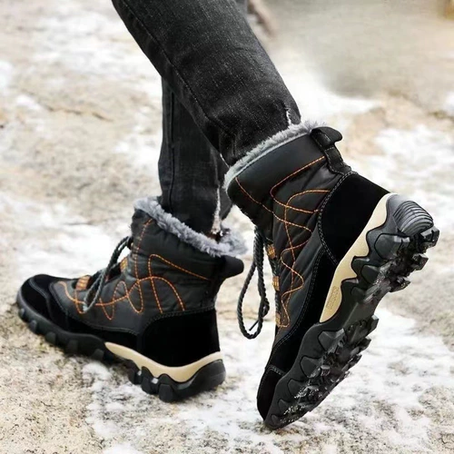 Высокие демисезонные сапоги, флисовая обувь, нескользящие утепленные удерживающие тепло туфли, высокая талия