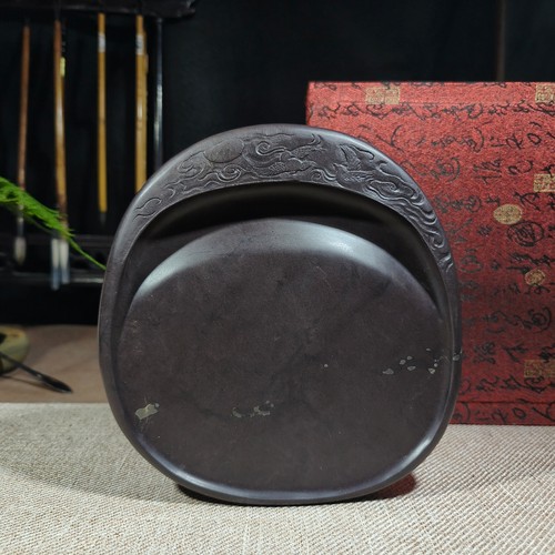 肇庆端砚坑仔砚台滋润干净姻紫红石肉翡翠发墨好斧柯东送礼佳品