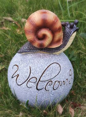 跨境创意仿真原石蜗牛树脂工艺品户外摆件庭院装饰田园风格