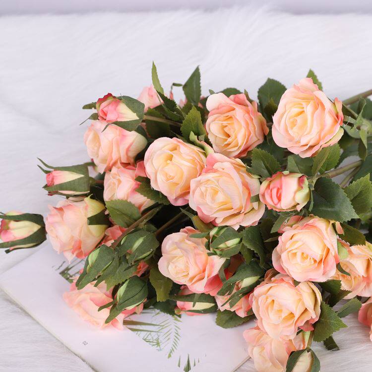 5头迷你玫瑰仿真花厂家直销仿真玫瑰花家居客厅餐桌摆件装饰假花