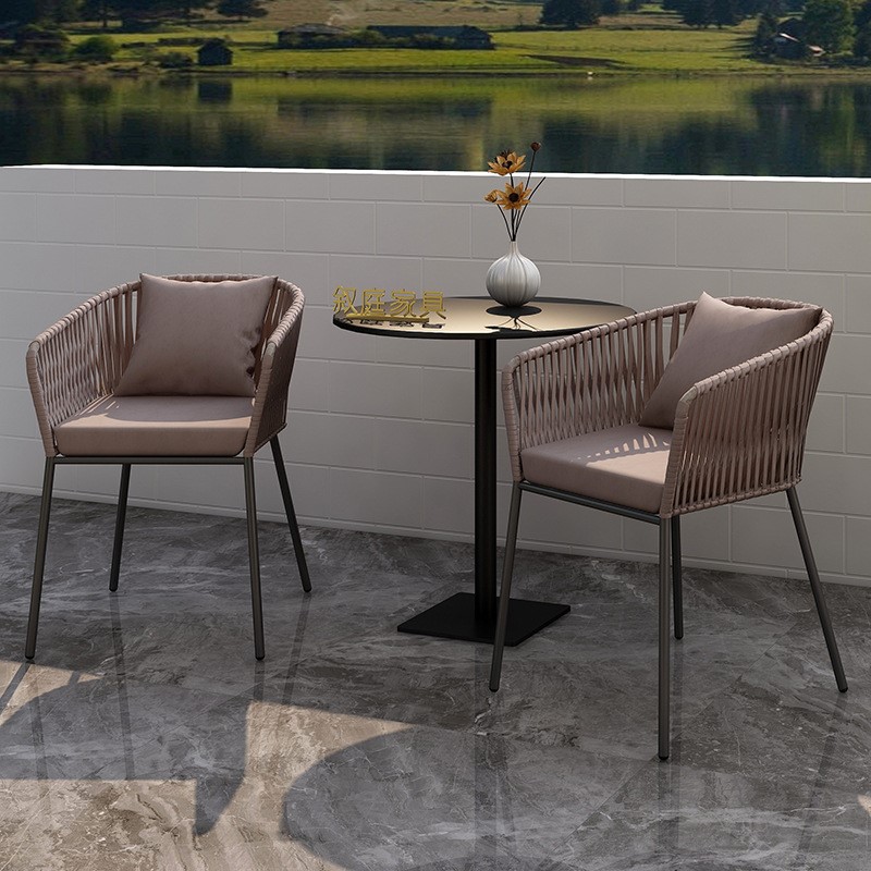 户外餐椅花园庭院阳台椅休闲网管编织椅餐厅酒吧别墅露台景区家具