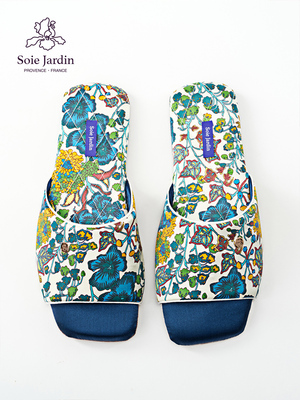 soiejardin真丝方头拖鞋