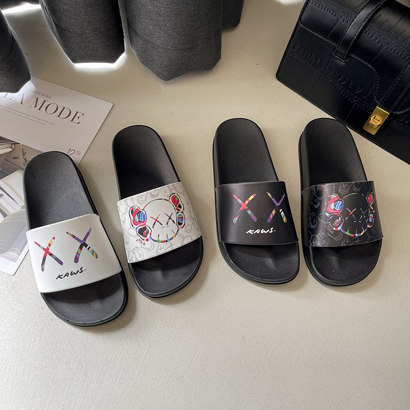 线条防滑一字型ins风情侣拖鞋