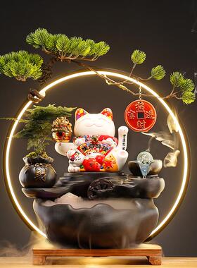 招财猫摆件流水生财生意兴隆摇手猫办公室装饰桌面收银台开业礼物