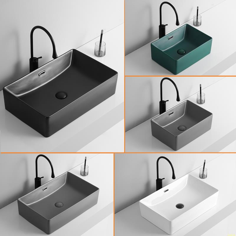 北欧墨绿色台上盆家用阳台洗手盆单盆黑色陶瓷小尺寸面盆洗脸盆池