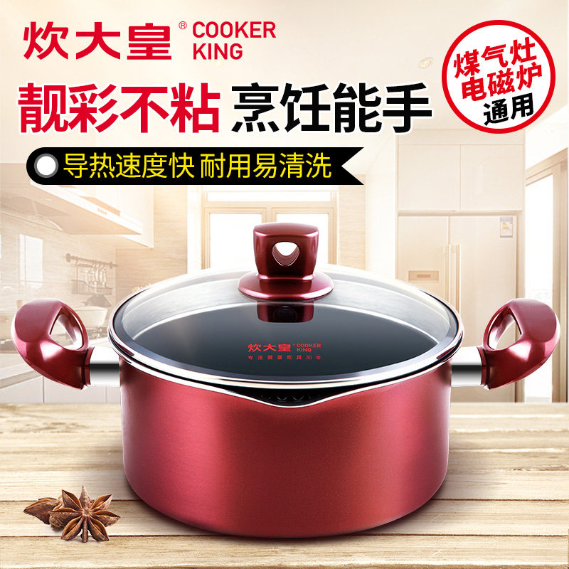 炊大皇不粘锅汤锅家用双耳电磁炉煲汤锅煮粥火锅锅具煮面锅燃气灶