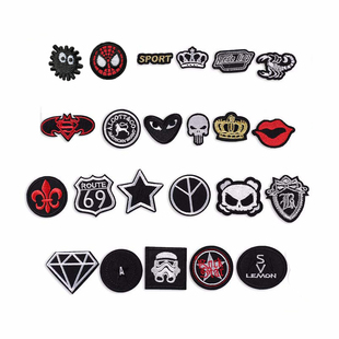 自粘黑色补丁贴小号刺绣时尚 皮衣羽绒衣服破洞无痕布贴 潮牌牛仔裤