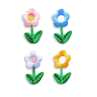 清新花朵刺绣贴绿叶小花植物补丁贴 自粘款diy装饰贴书包包修补贴