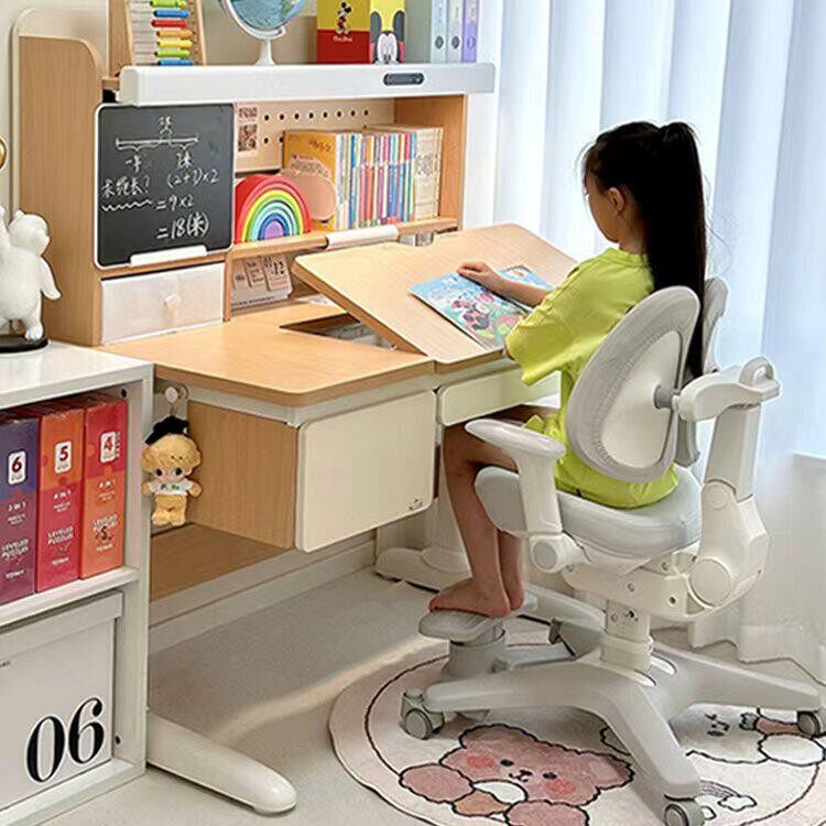 【门店同款】黑白调C2儿童学习桌升降桌子实木写字桌家用桌椅套装
