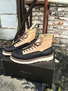阿美咔叽 轻便工装靴真皮复古短靴男拼色高帮马丁靴40-49大码男鞋