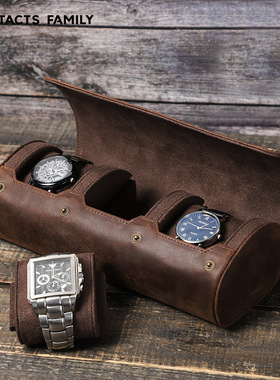 3 Slots Watch Roll Travel Case Portable Leather Watch box