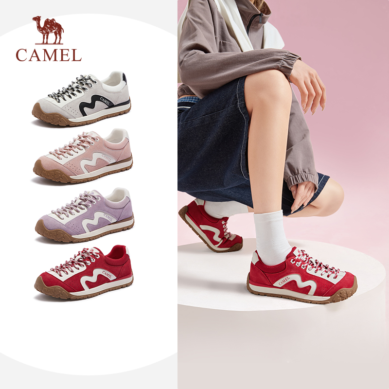 骆驼女鞋2026春季百搭红色德训鞋女户外运动鞋休闲板鞋阿甘鞋