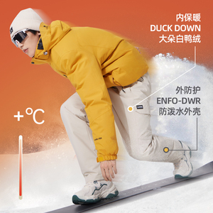 骆驼情侣款防泼水抗寒工装羽绒裤