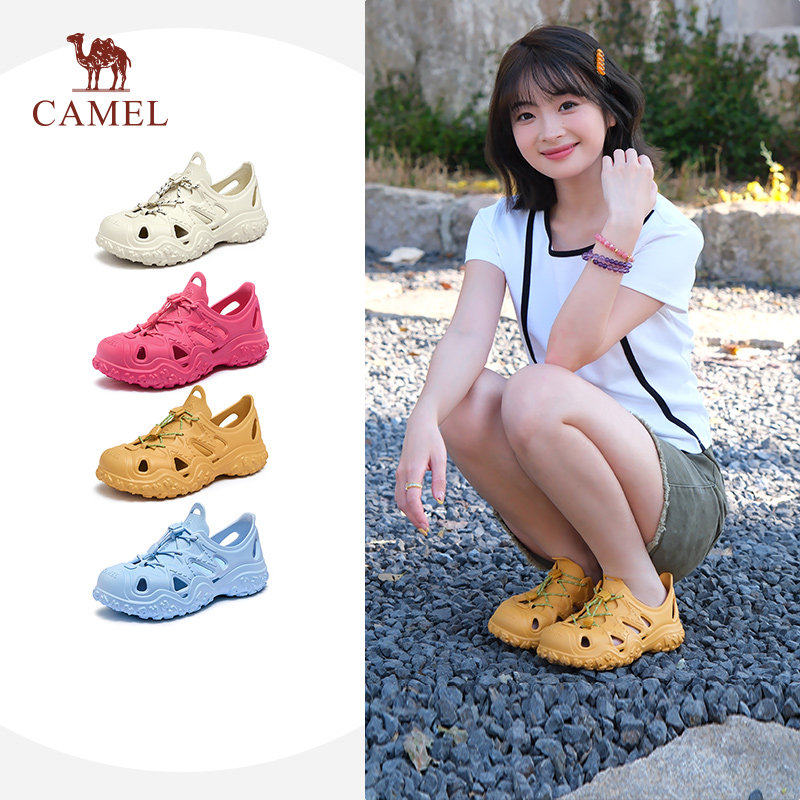 骆驼女鞋2025夏季情侣款沙滩鞋镂空溯溪鞋休闲凉鞋厚底洞洞鞋