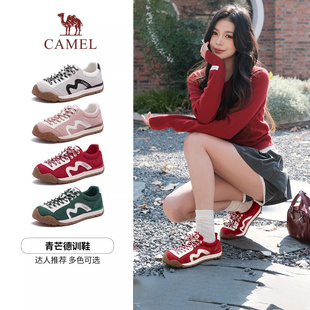 女2026春季 百搭板鞋 新款 运动鞋 新年 防滑红色德训鞋 骆驼户外休闲鞋