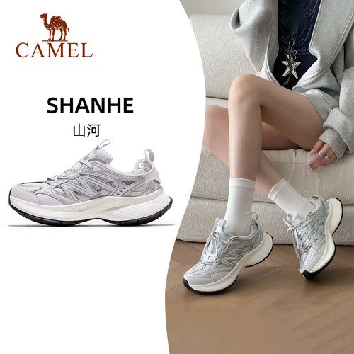 骆驼山河女鞋厚底增高复古老爹鞋