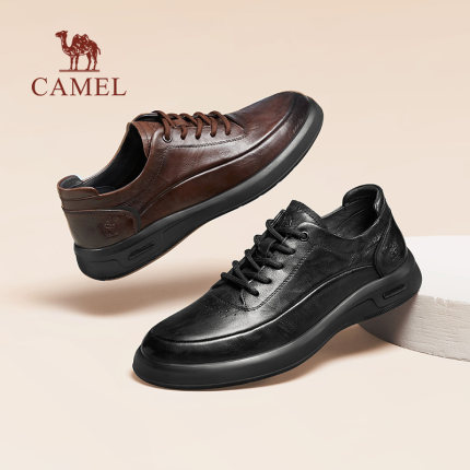 骆驼2025冬季舒适经典真皮软底通勤中年爸爸鞋休闲商务运动皮鞋男
