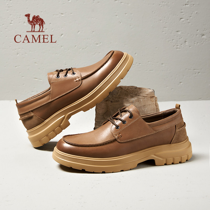 骆驼男鞋2025冬季新款男士商务休闲鞋低帮工装鞋经典复古大头皮鞋