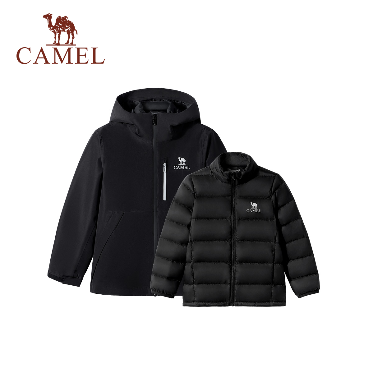 小骆驼儿童羽绒冲锋衣2025秋冬新款户外服防风防水保暖男女童外套