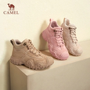 骆驼户外登山鞋女鞋秋冬丑萌鞋高帮鞋厚底马丁靴加绒短靴子女