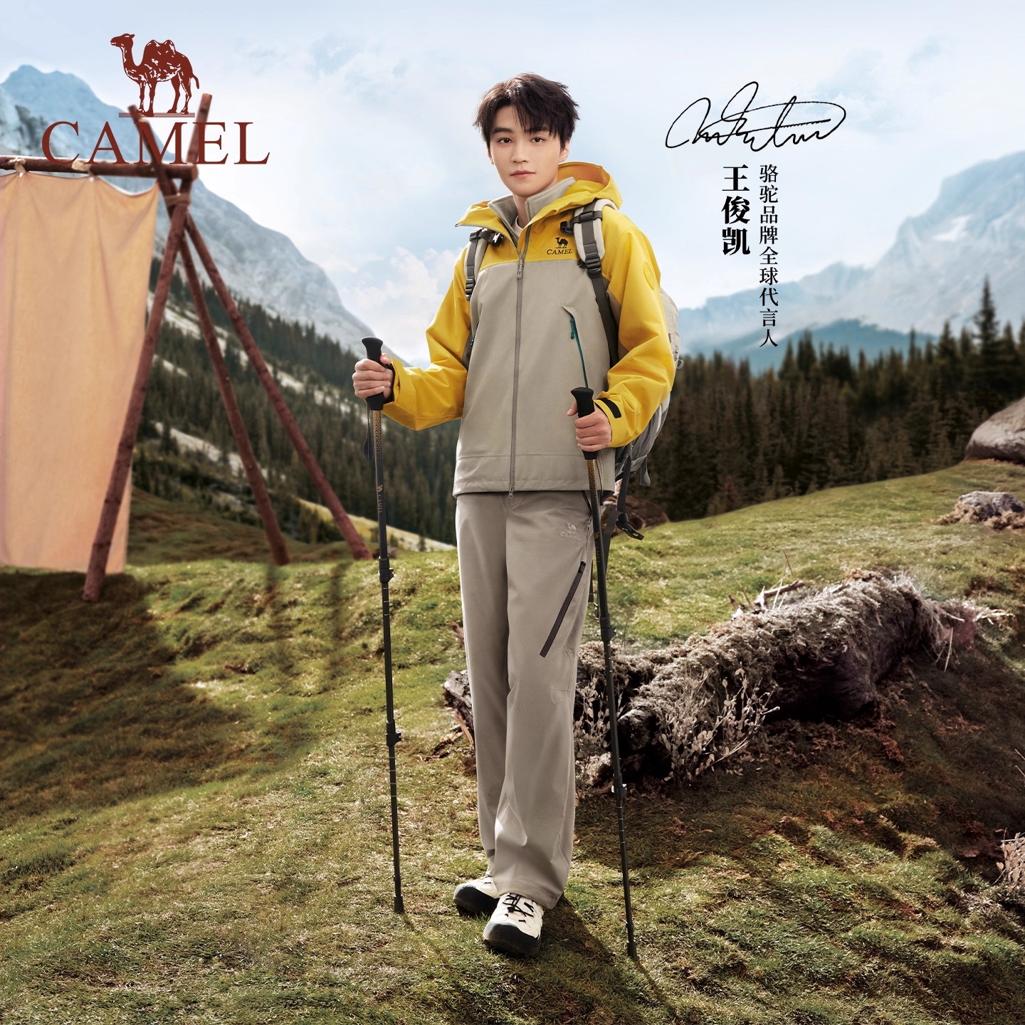 骆驼专业户外登山杖手杖轻量化伸缩折叠徒步爬山装备拐棍男女款