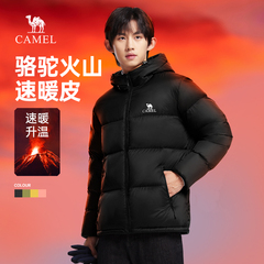 骆驼火山羽绒服男冬季情侣短款加绒加厚保暖面包服防寒男装外套