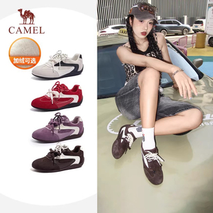 轻便厚底复古德训鞋 骆驼户外休闲鞋 百搭运动板鞋 新款 子 女2026春季